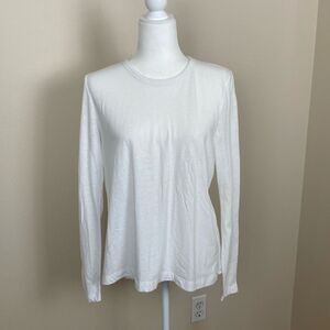 J. Crew White Open Back/Butterfly/Knotted Long Sleeve T Shirt Size L Style AG736